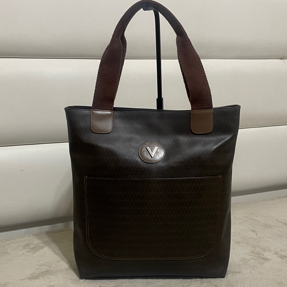 Mario Valentino Brown PVC Tote Bag Vintage